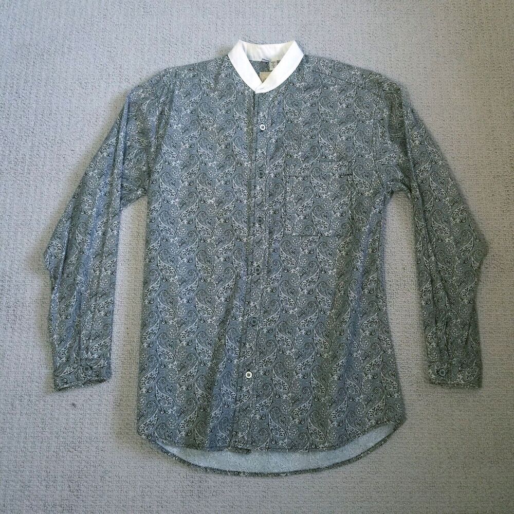 Wah Maker Shirt Mens Small Black Paisley Long Sleeve Western Frontier USA